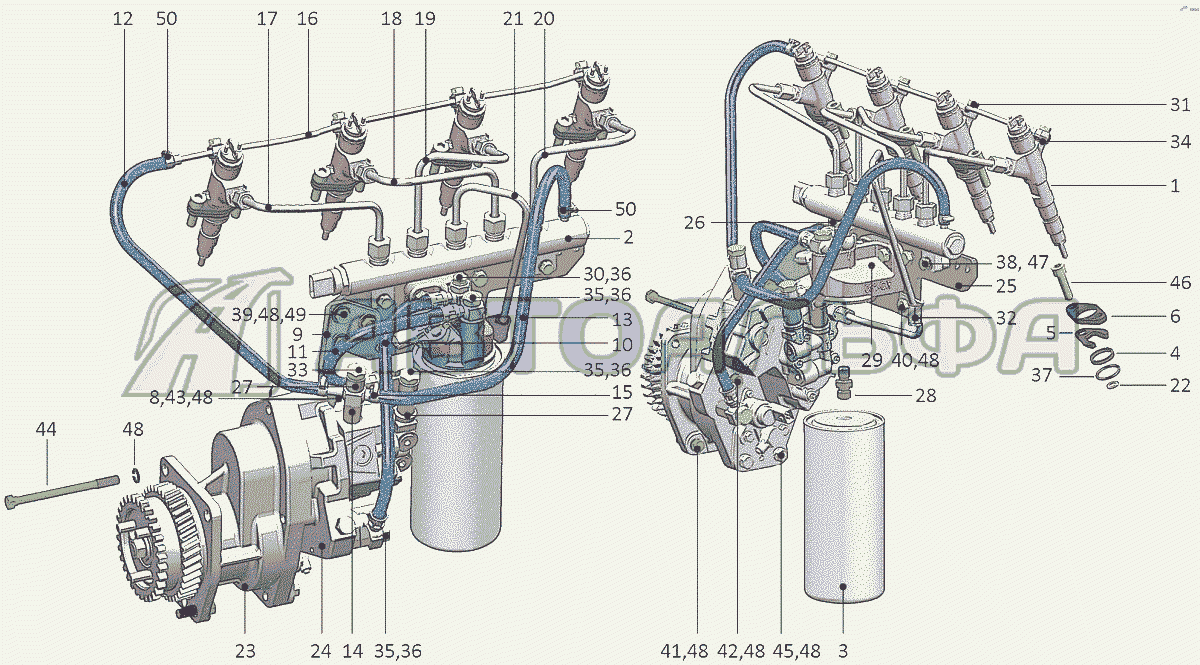 Топливные трубопроводы и установка топливной аппаратуры Двигатель ММЗ Д-245S3A