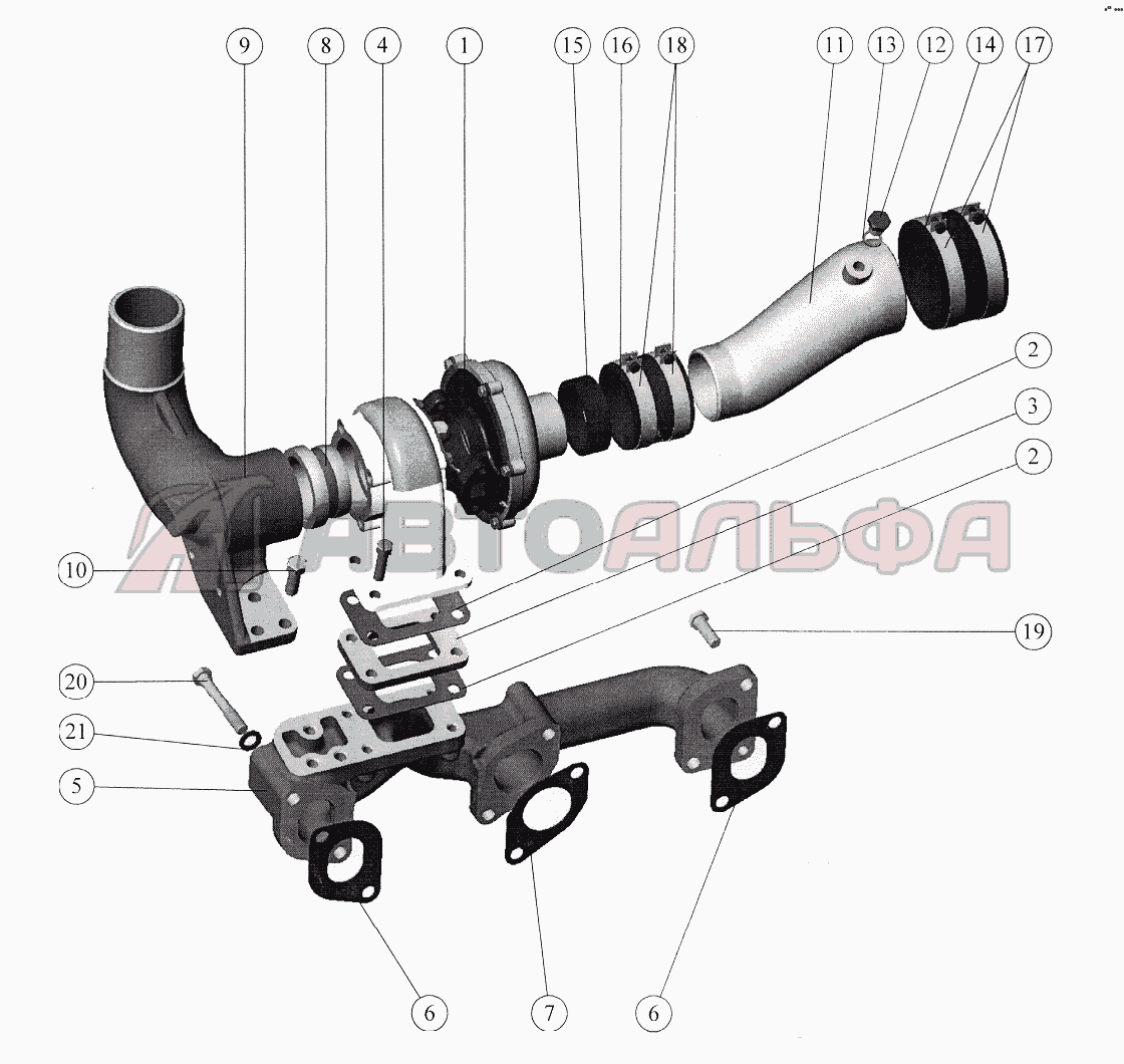 Система впуска и выпуска (Д-245/Д-245С) (1025, 1025.2) МТЗ 1025/1025.2/1025.3