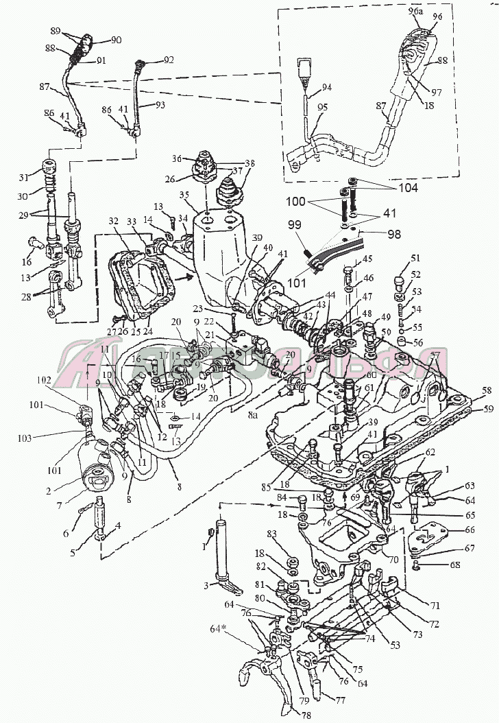 Механизм управления коробкой передач МТЗ 1523.5