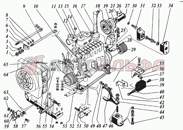 Установка моторно-силовая (устанавливать с двигателем СМД-31А) РСМ Дон 1500Б