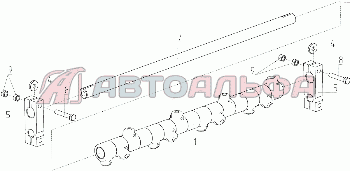 Труба пальчикового механизма (РСМ-10.27.01.750), Иллюстрация действительна для техники, произведенной с 20101001 Жатка РСМ 081.27, каталог 2020 г.