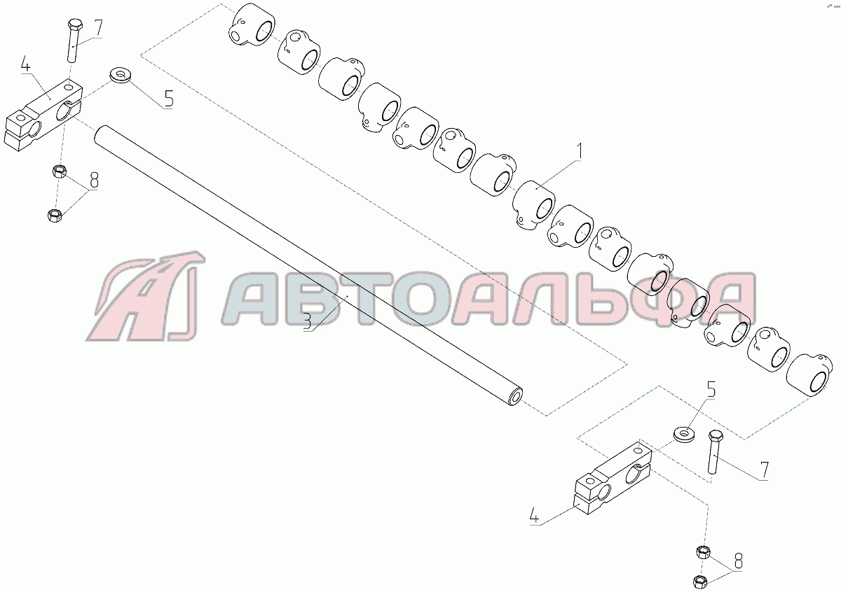 Труба пальчикового механизма (081.27.20.750), Иллюстрация действительна для техники, произведенной с 20110502 Жатка РСМ 081.27, каталог 2020 г.