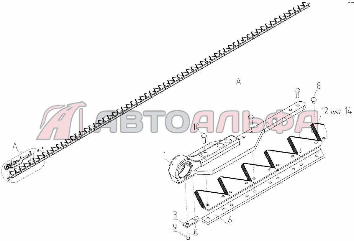 Нож (081.27.05.010-01), Иллюстрация действительна для техники, произведенной с 20090401 Жатка РСМ 081.27, каталог 2020 г.