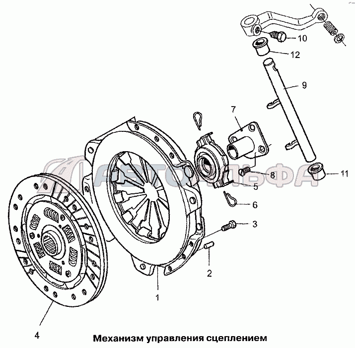 Механизм управления сцеплением Chevrolet Lanos