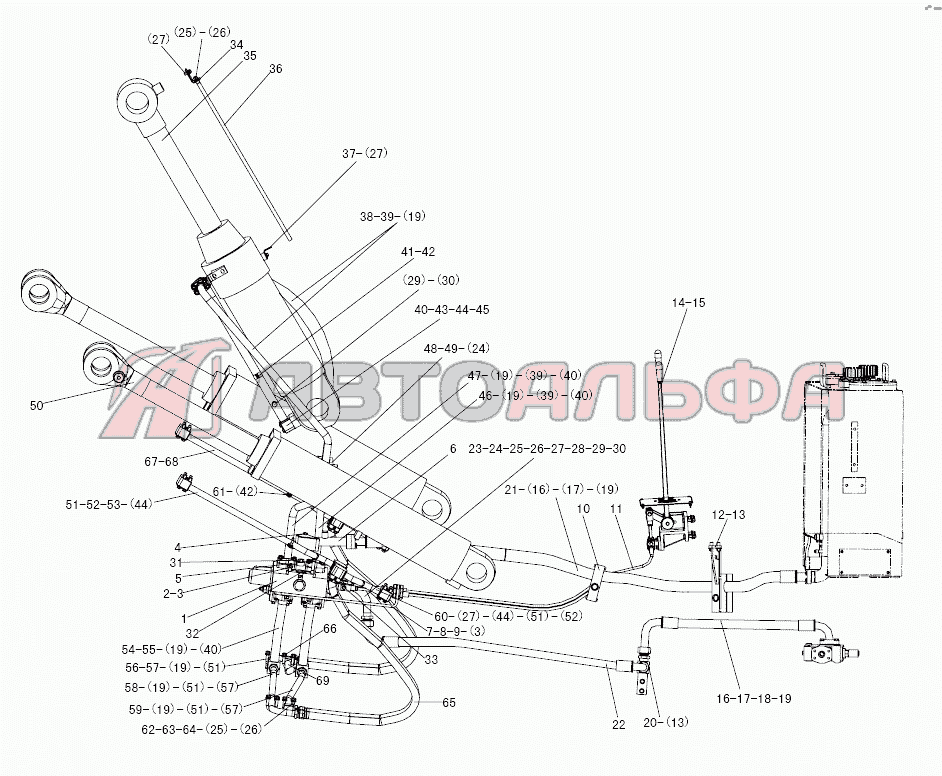 LG9330F1-4 Work equipment hydraulic system (mechanical control) LG933, каталог 2008 г.
