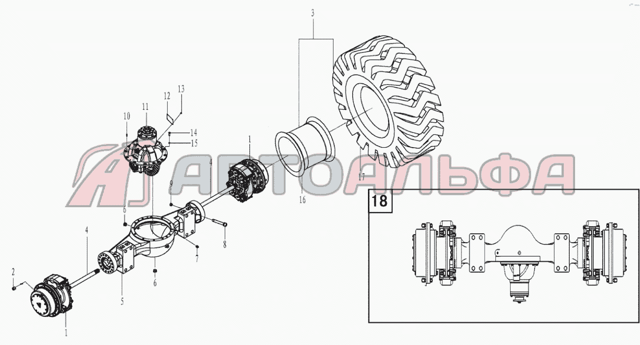 Front axle assembly LG958N, каталог 2015 г.