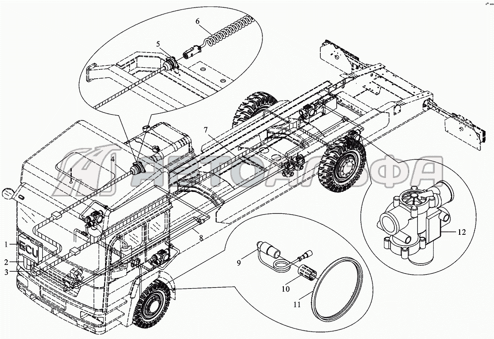 Система AБС для автомобиля 4х2 Shaanxi DeLONG Е-3 (тягач)