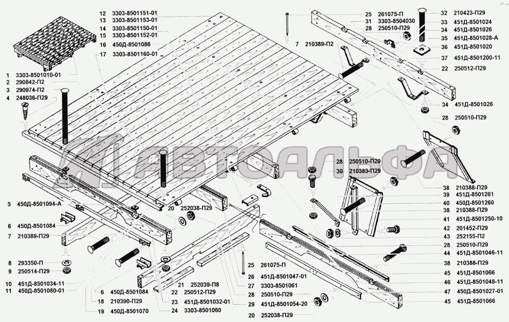 Основание платформы УАЗ 3741, каталог 2002 г.
