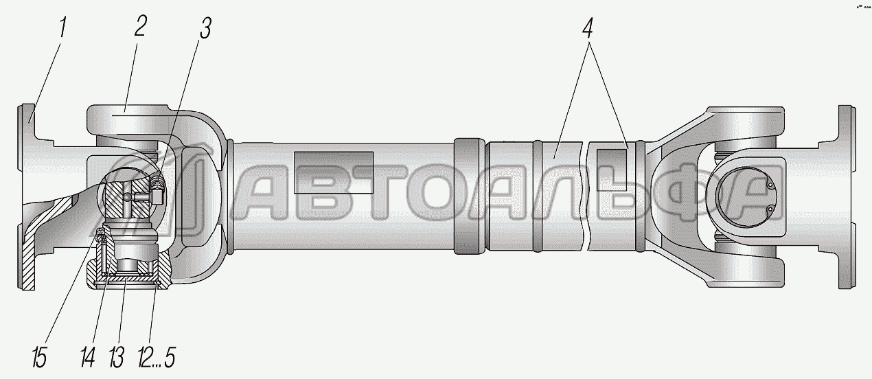 Вал карданный среднего моста УРАЛ 4320-1951-58