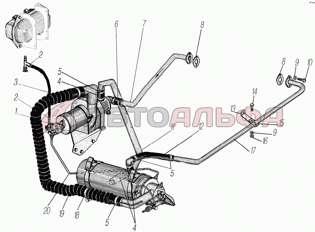 Трубы и шланги системы предпускового подогрева УРАЛ 4320-1951-58