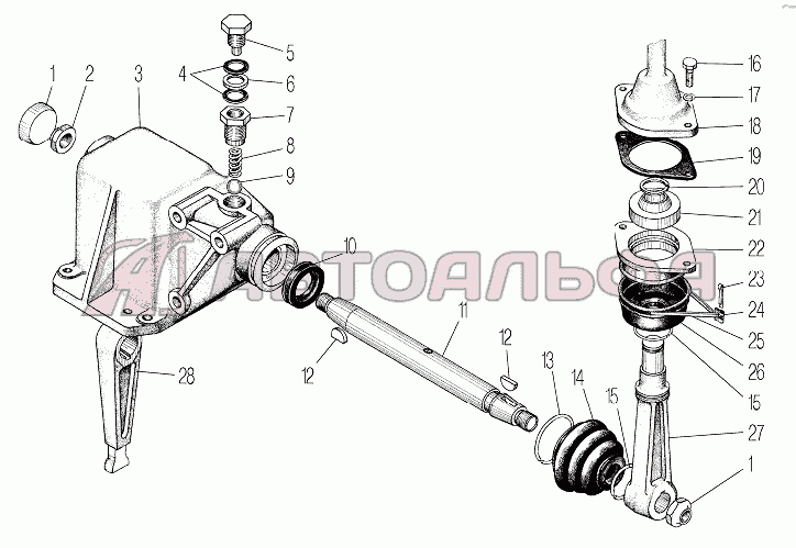 Механизм дистанционного переключения передач для автомобилей с двигателем ЯМЗ-238Б УРАЛ 532361