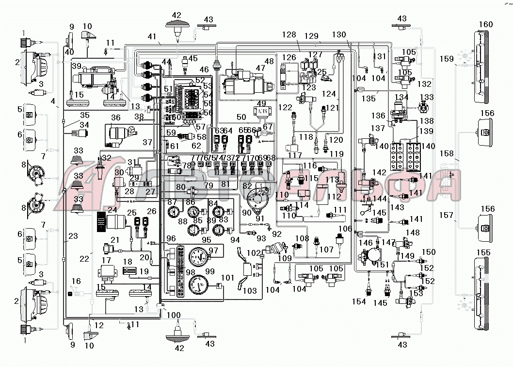 Схема электрооборудования автомобиля ЗИЛ-433100 ЗИЛ-133Д42