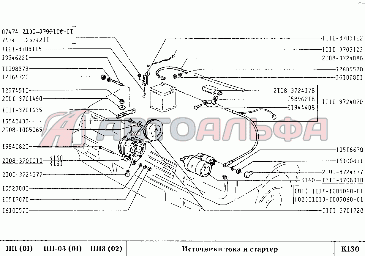 Запчасти на источники тока и стартер ВАЗ 1111 (ОКА)