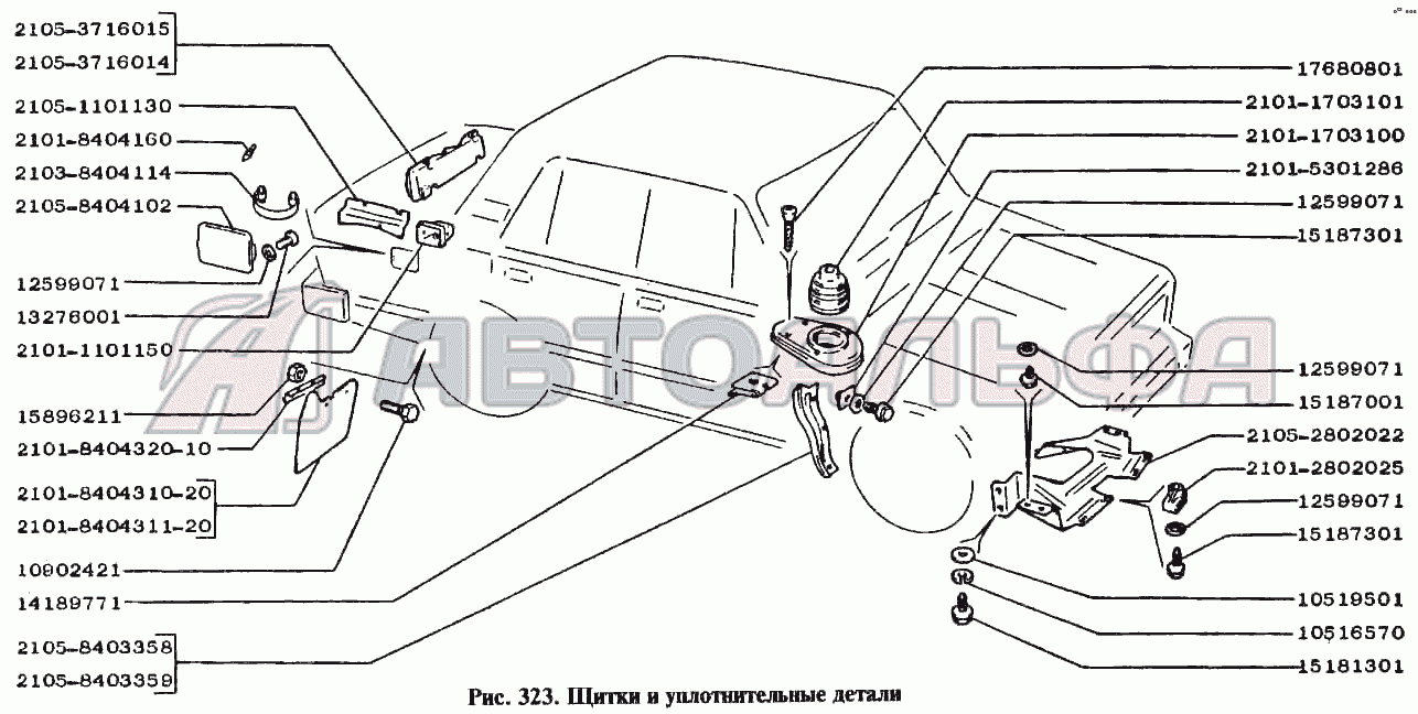 Запчасти на щитки и уплотнительные детали ВАЗ 2104