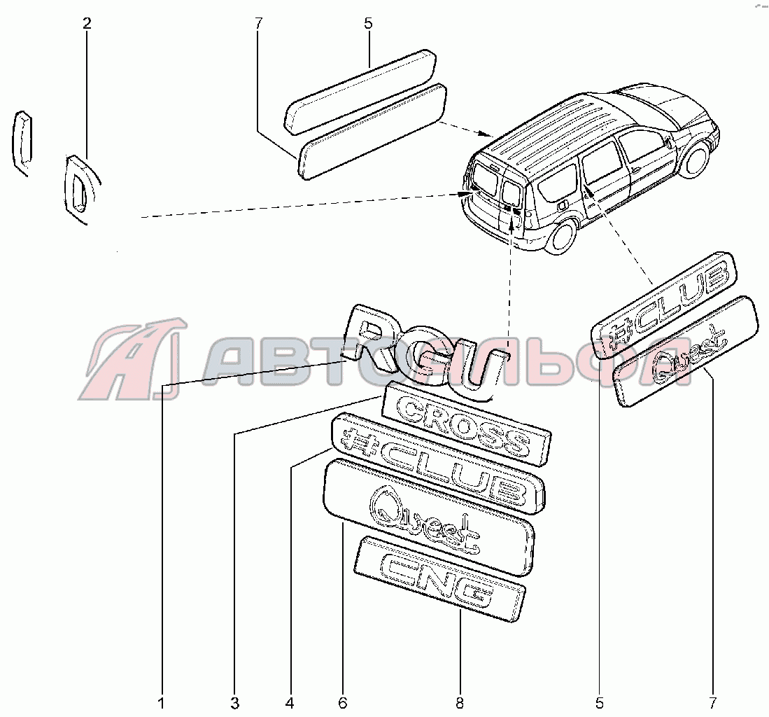 Орнамент задка LADA Largus FL