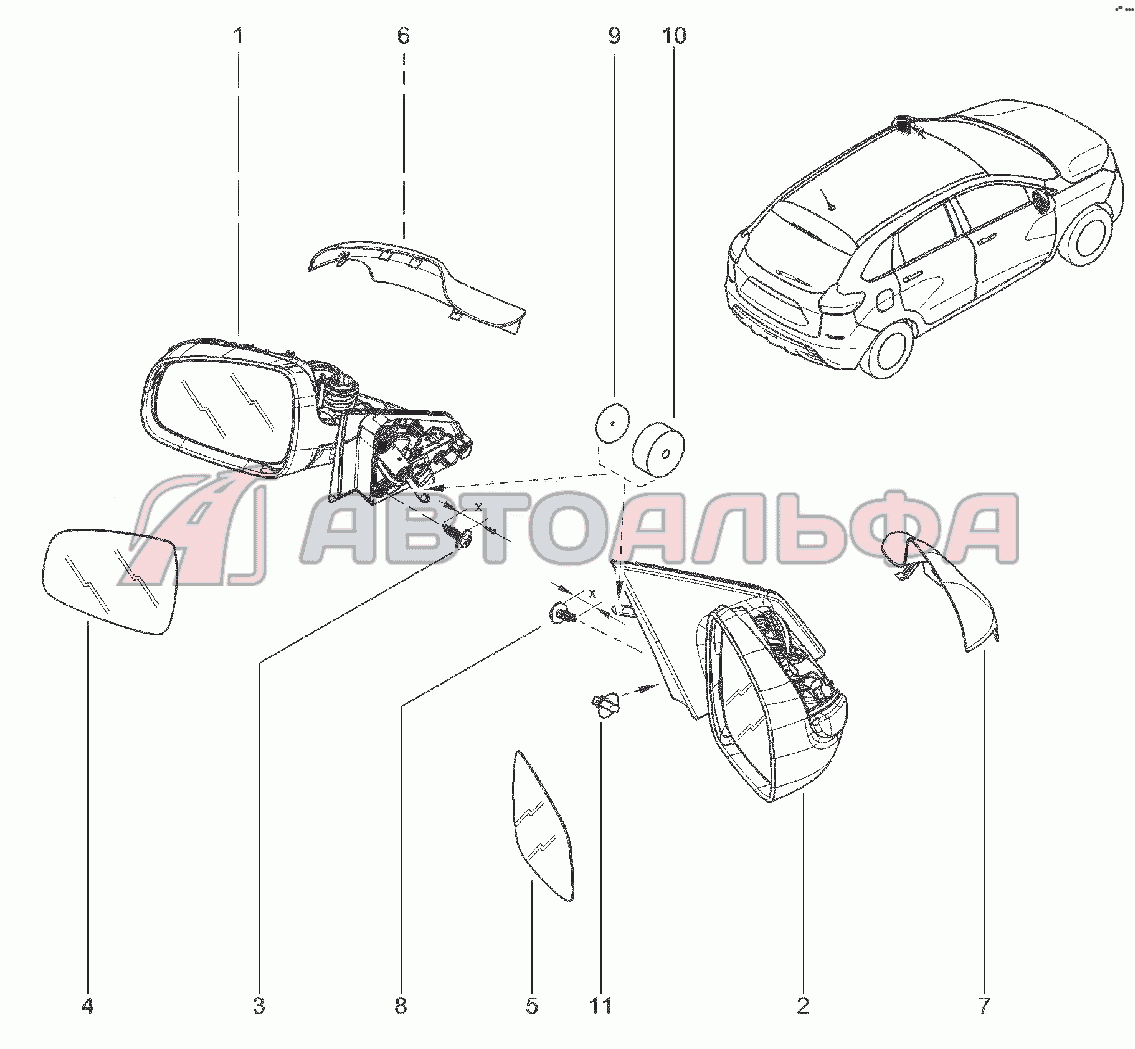 Запчасти на 562010. ЗЕРКАЛА ЗАДНЕГО ВИДА НАРУЖНИЕ LADA XRAY Cross