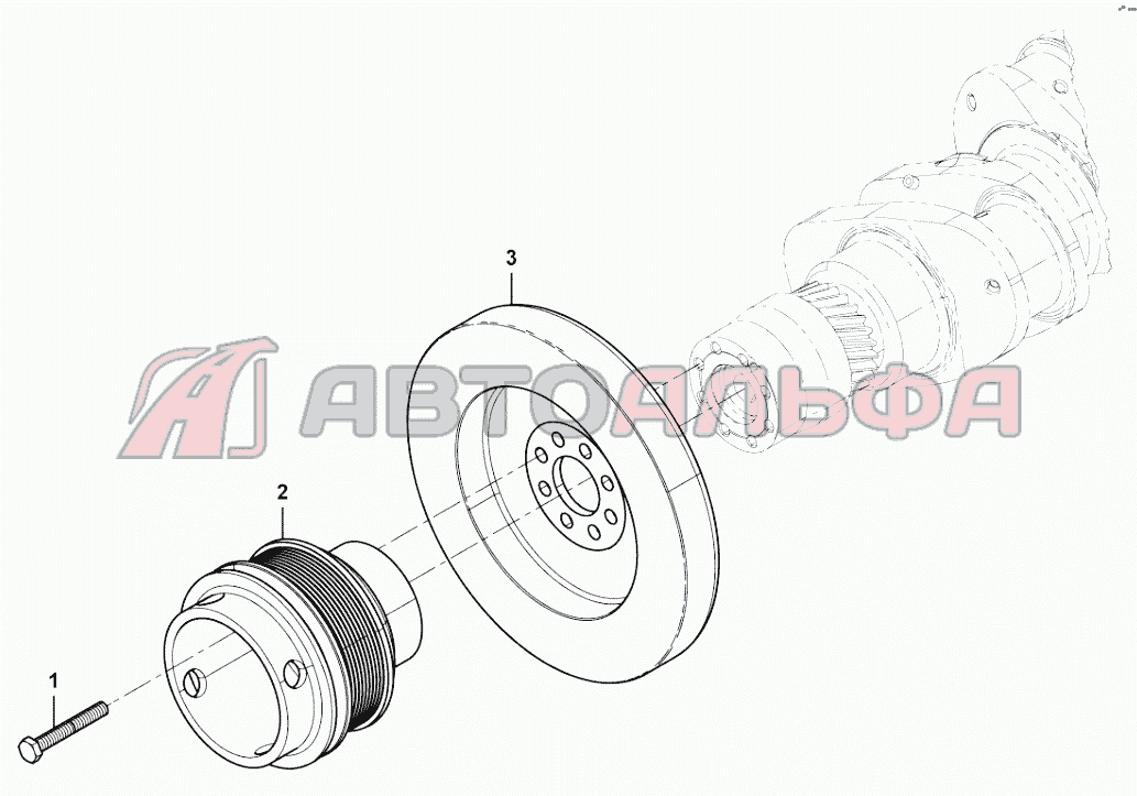 Crankshaft pulley group Двигатель Weichai WD10 G220E23