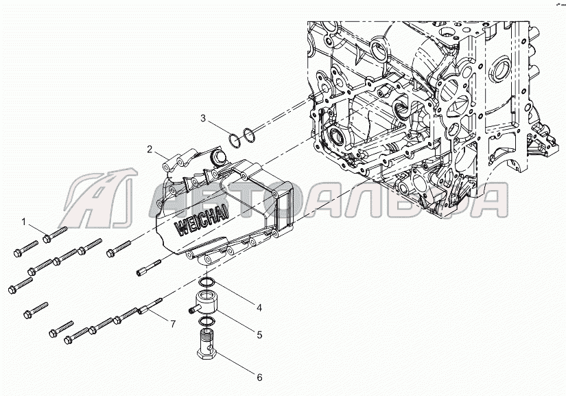Oil Cooler Cap Bonding Set Двигатель Weichai WP12375E40 (Евро 4)