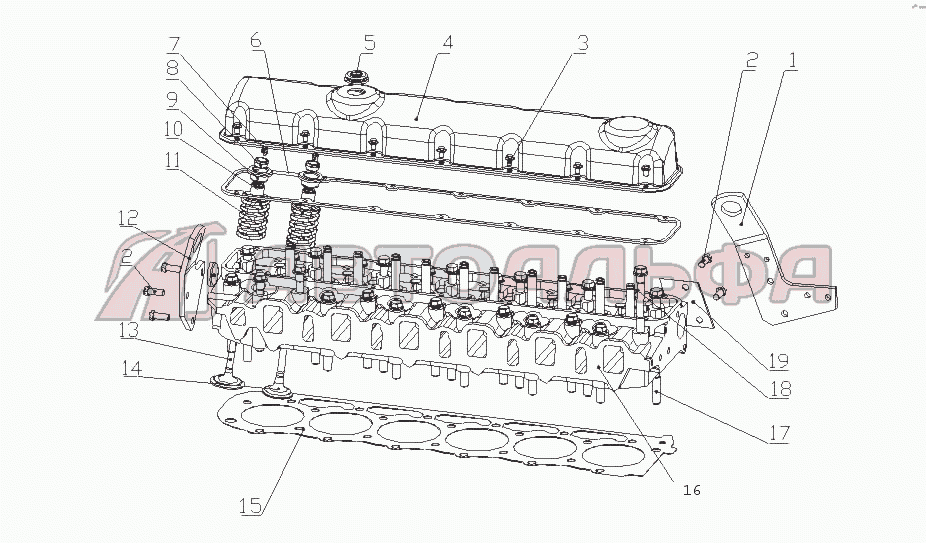 G64HA-1003000 Головка цилиндров и крышка головки цилиндров в сборе Двигатель Yuchai YC6G260N-20 (G64HA)