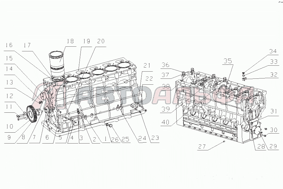 J02AA-1002000/04 Блок цилиндров в сборе Двигатель Yuchai YC6J245-42 (J010N-T1)