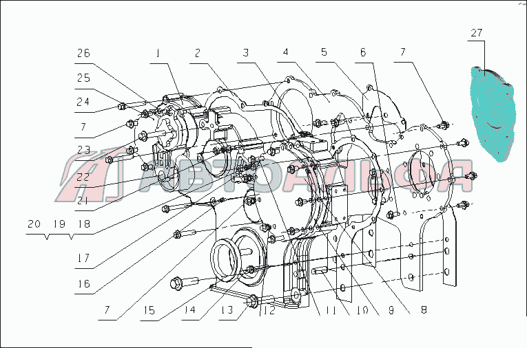 L7000-1002200/05 Сборочный узел отсека шестерни распределительного вала Двигатель Yuchai YC6L250L-D30 (L7001)