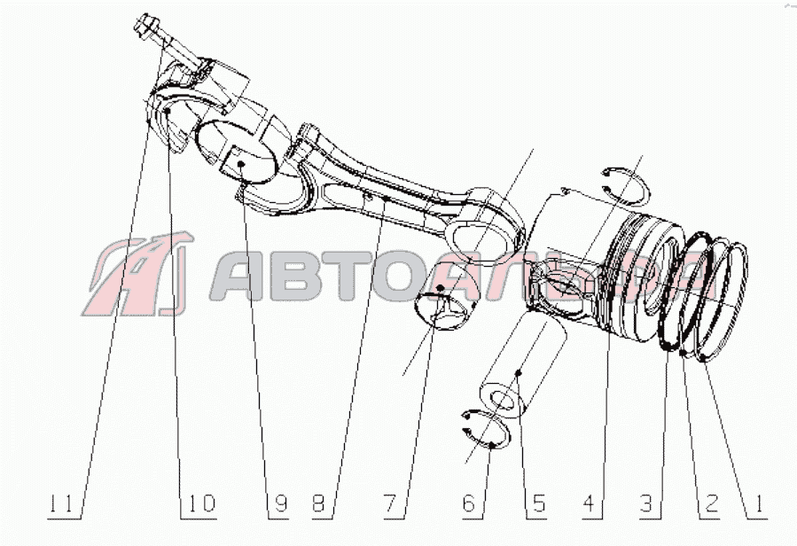 340-1004000/02 Piston Connecting Rod Assembly Двигатель YC6B125-T20