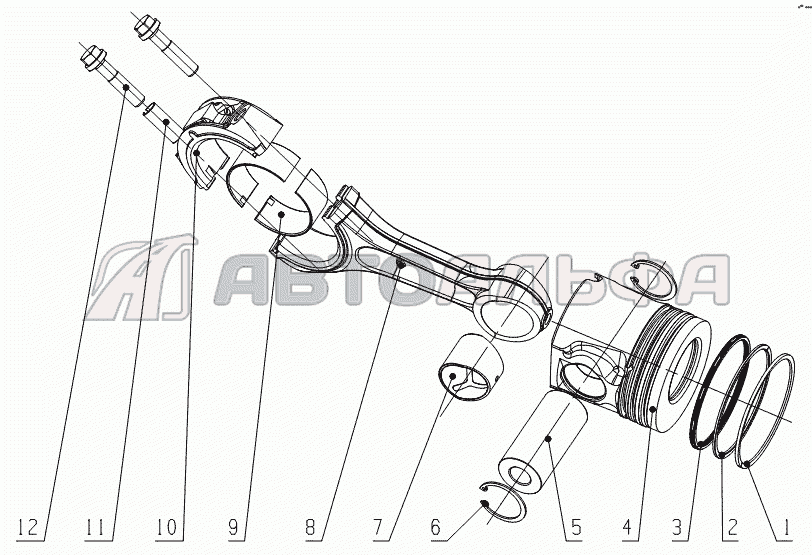 G6000-1004000 Piston and Connecting Rod Двигатель Yuchai YC6G240-30