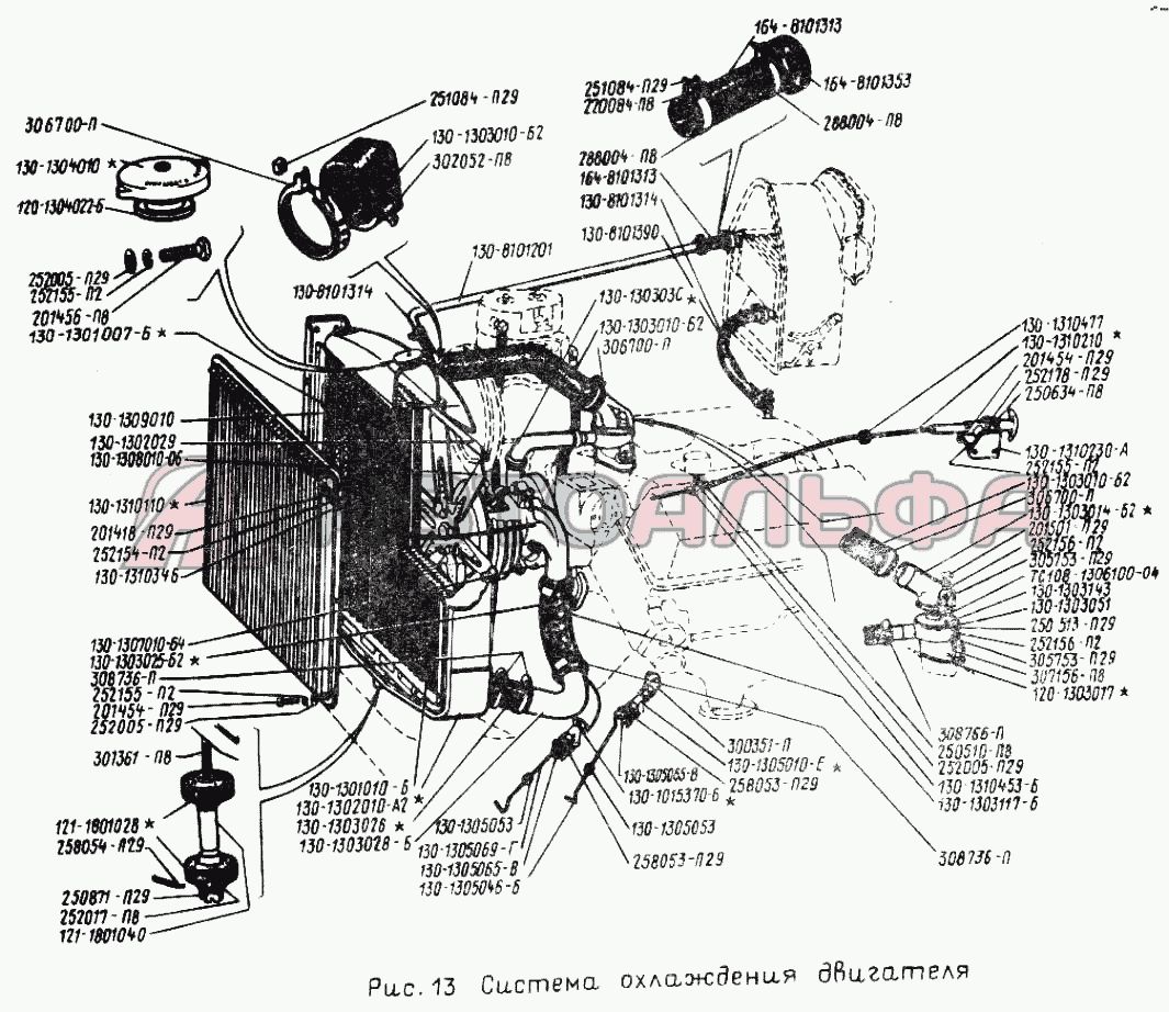Запчасти на система охлаждения двигателя ЗИЛ 431410 (130)